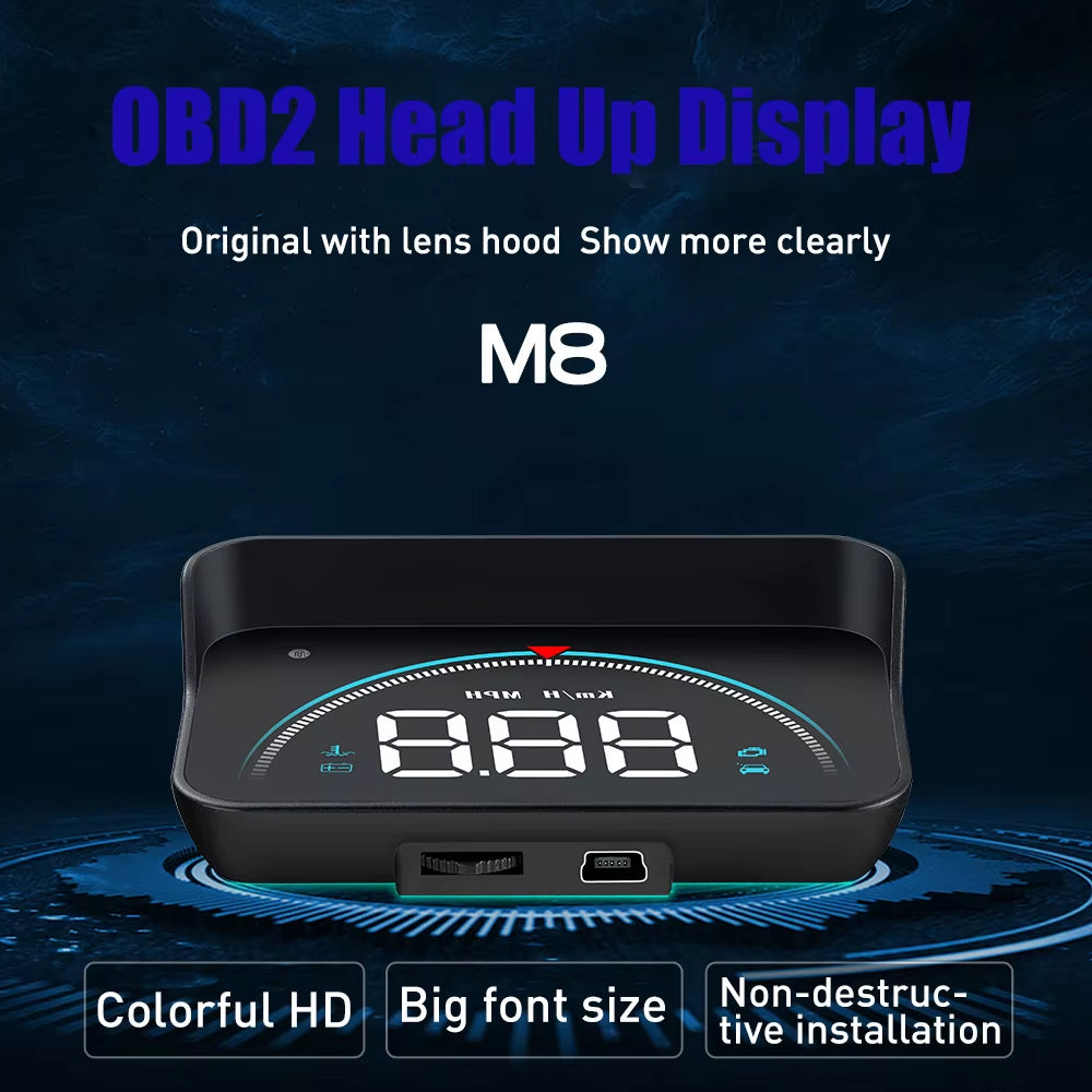 M8 for HUD OBD Car Head-Up Display OBD2 16 Screen Display Overspeed Voltage Warning Electronic Car Electronics Accessories